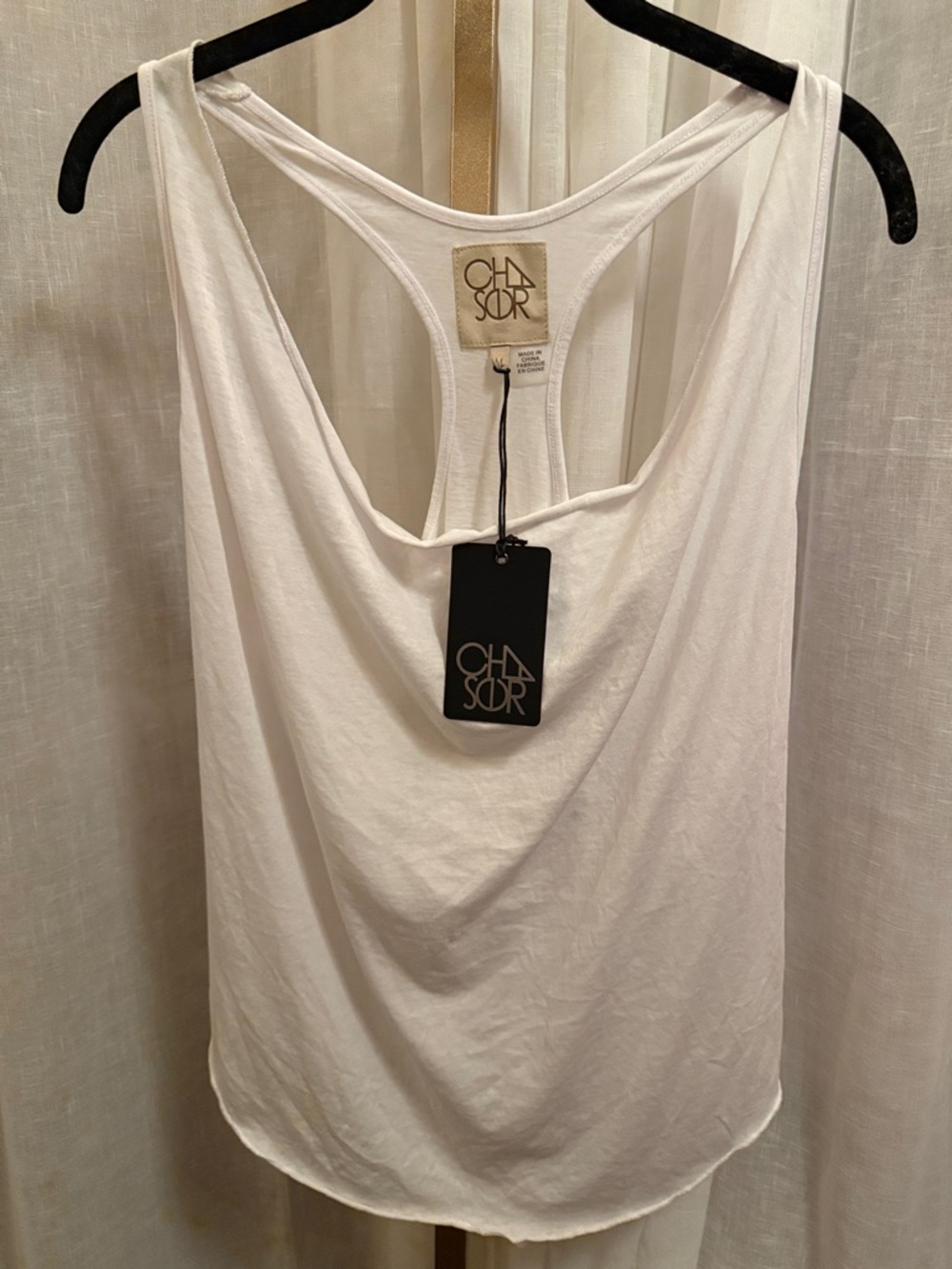 Chaser White Racerback Scoop Tank